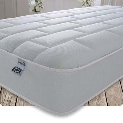 Starlight Beds 7.25" Deep Luxurious Cool Touch Big Bricks Quilting White Border with Memory Foam and Spring Mattress - 4ft6 Double Mattress (135cm by