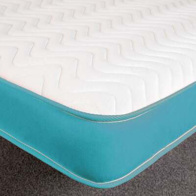 Starlight Beds™ 7" Deep Cool touch Luxurious soft Finish Memory Foam & Hybrid Spring Teal Blue Border Mattress - 5ft King Mattress (150cm by 200cm)