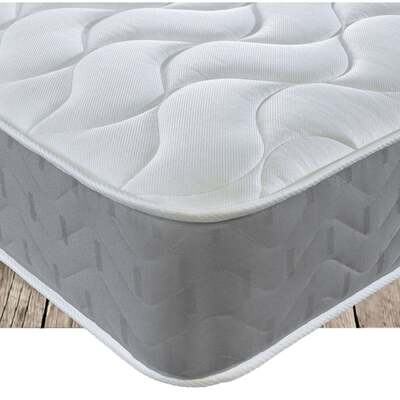Starlight Beds - Grey Memory Foam Hybrid Sprung Open Coil Quilted Mattress - 4ft6 Double Mattress (135cm by 190cm)