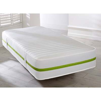 Starlight Beds 20cm Deep White and Green Border Quilted Memory foam and Open Coil Spring Mattress - 2ft6 Small Single Mattress (75cm by 190cm)