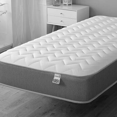 Starlight Beds Grey Zig-Zag Affordable Hybrid Memory foam with Open-coil Spring Mattress - 2ft6 by 5ft9 Shorty Mattress (75cm by 175cm)