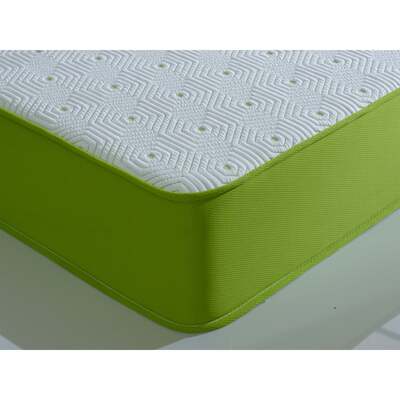 Starlight Beds™ 7" Deep Cool touch Luxurious soft Finish Memory Foam & Hybrid Spring Lime Green Border Mattress - 5ft King Mattress (150cm by 200cm)