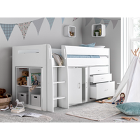 Bedmaster Lacy Storage Mid Sleeper Single White Mid Sleeper