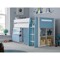 Bedmaster Lacy Storage Mid Sleeper Single Blue Mid Sleeper