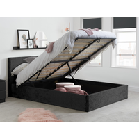 Birlea Berlin Crushed Velvet Ottoman Small Double Crushed Velvet Black Ottoman Bed