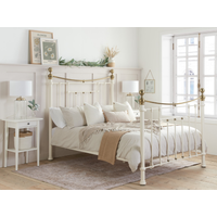Birlea Bronte King Size Cream and Brass Metal Bed