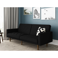 Dorel Paxson Linen Sofa Bed with Wooden Feet Black Linen Sofa Bed