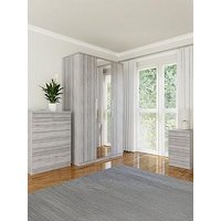Very Home Prague 3 Piece Bedroom Furniture Set - 3 Door Mirrored Wardrobe, 4 + 2 Drawer Chest And 3 Drawer Bedside Table - Fsc&Reg; Certified