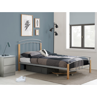 Birlea Tetras Single Silver and Natural Slatted Bedstead Metal Bed