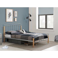 Birlea Tetras Double Silver and Natural Slatted Bedstead Metal Bed