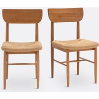 Set of 2 Andre Solid Oak Chairs with Braided Seats