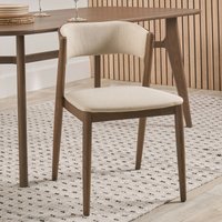 Elion Mid-Century Linen & Ash Wood Curved Back Dining Chair