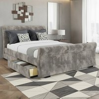 Leesa Plush Grey Four Drawer Storage Bed - Optional Mattress