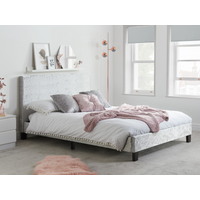 Birlea Berlin Steel Crushed Velvet Double Steel Crushed Velvet Fabric Bed