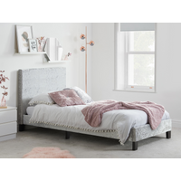 Birlea Berlin Steel Crushed Velvet Single Steel Crushed Velvet Fabric Bed