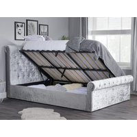 Birlea Sienna Side Ottoman King Size Steel Crushed Velvet Ottoman Bed
